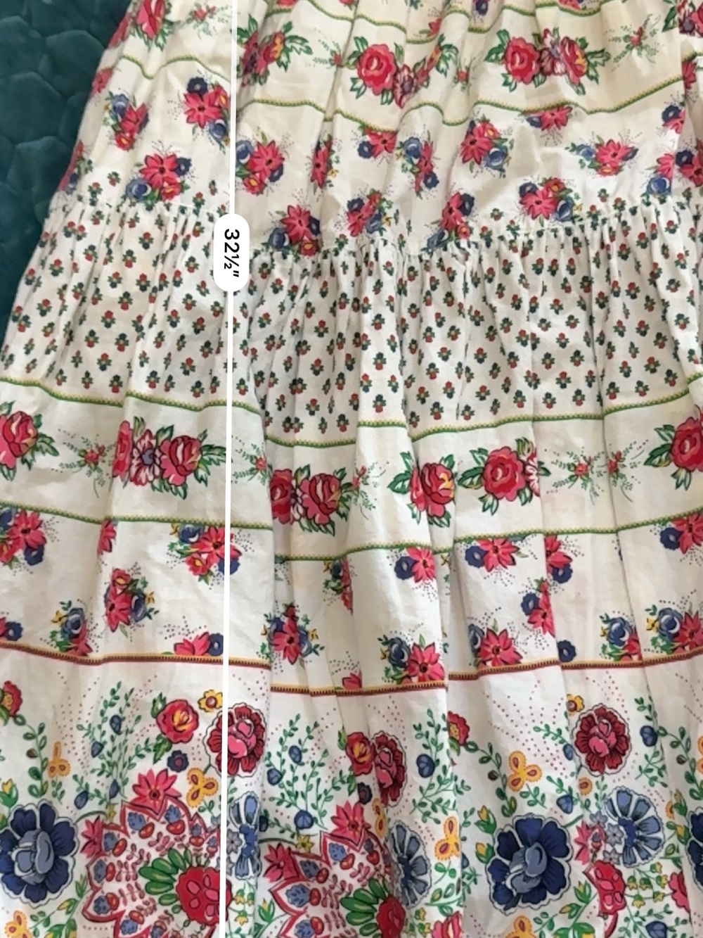 Liz Sports Claiborne Medium M 80’s Vintage White Floral Tiered Circle Skirt - Picture 3 of 7
